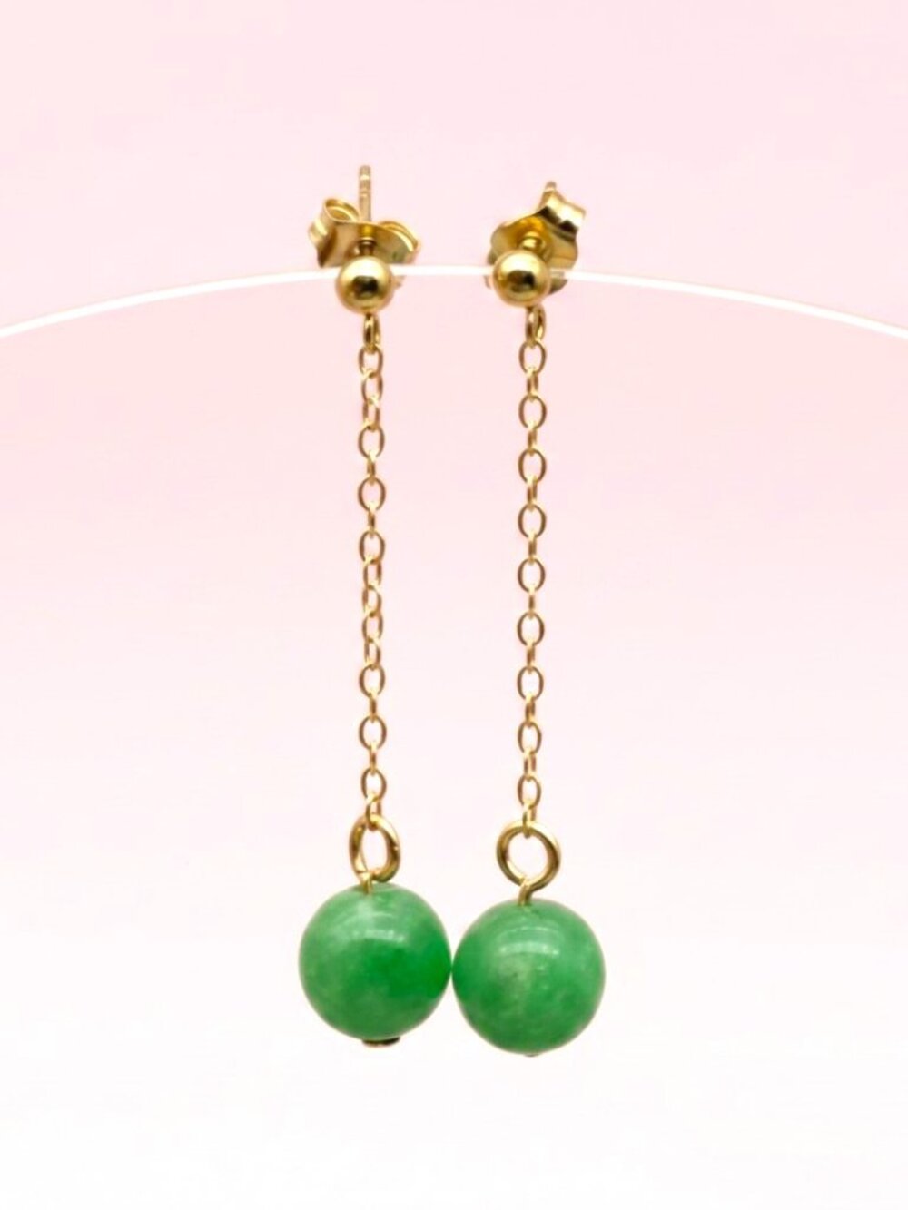 Classic Jade Earrings on 14k Gold Filled Chain and Studs